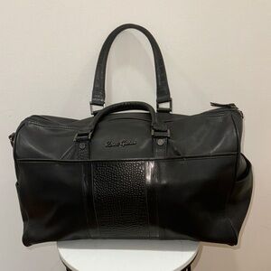 Robert Graham Black Leather Duffel Bag with Pebbled Texture